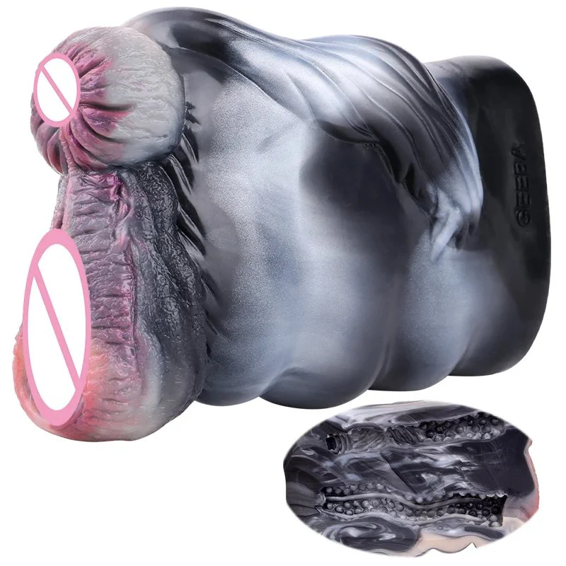 Double Hole Animal Horse Masturbation Cup Soft Silicone Male Masturbator Realistic Vagina Prostate Massage Pussy Sex Toy