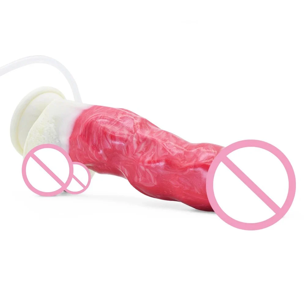 Thick Wolf Squirting Dildo Raw Meat Color Realistic Glans Raised Meridians Ejaculation Penis Masturbator Sex Toy for Women