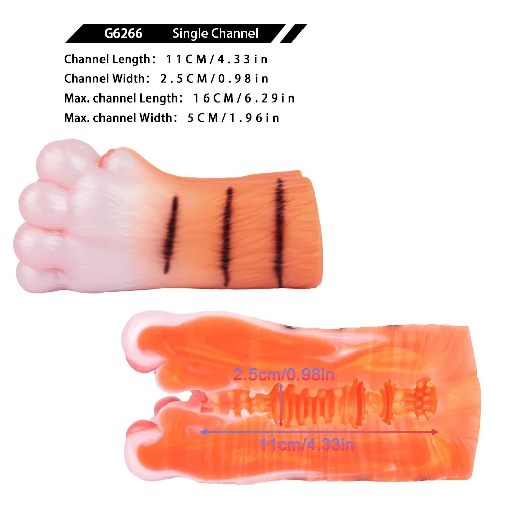 Fantasy Tiger Paw Male Masturbator with Furry Exterior & Realistic Silicone Tunnel Soft Touch Single Channel Toy for Solo Play