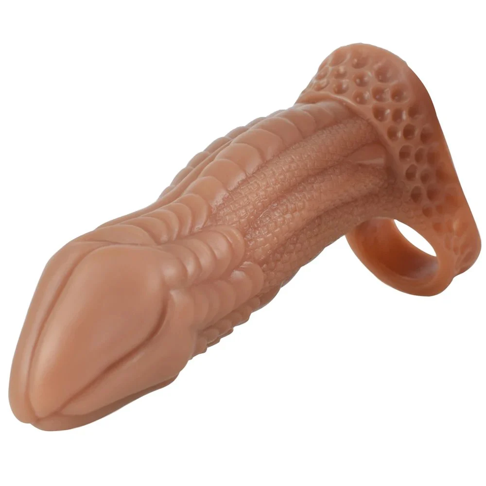 Liquid Silicone Cock Sleeve Reusable Male Condoms Colorful Animal Extender Penis Sleeve for Men Dildo
