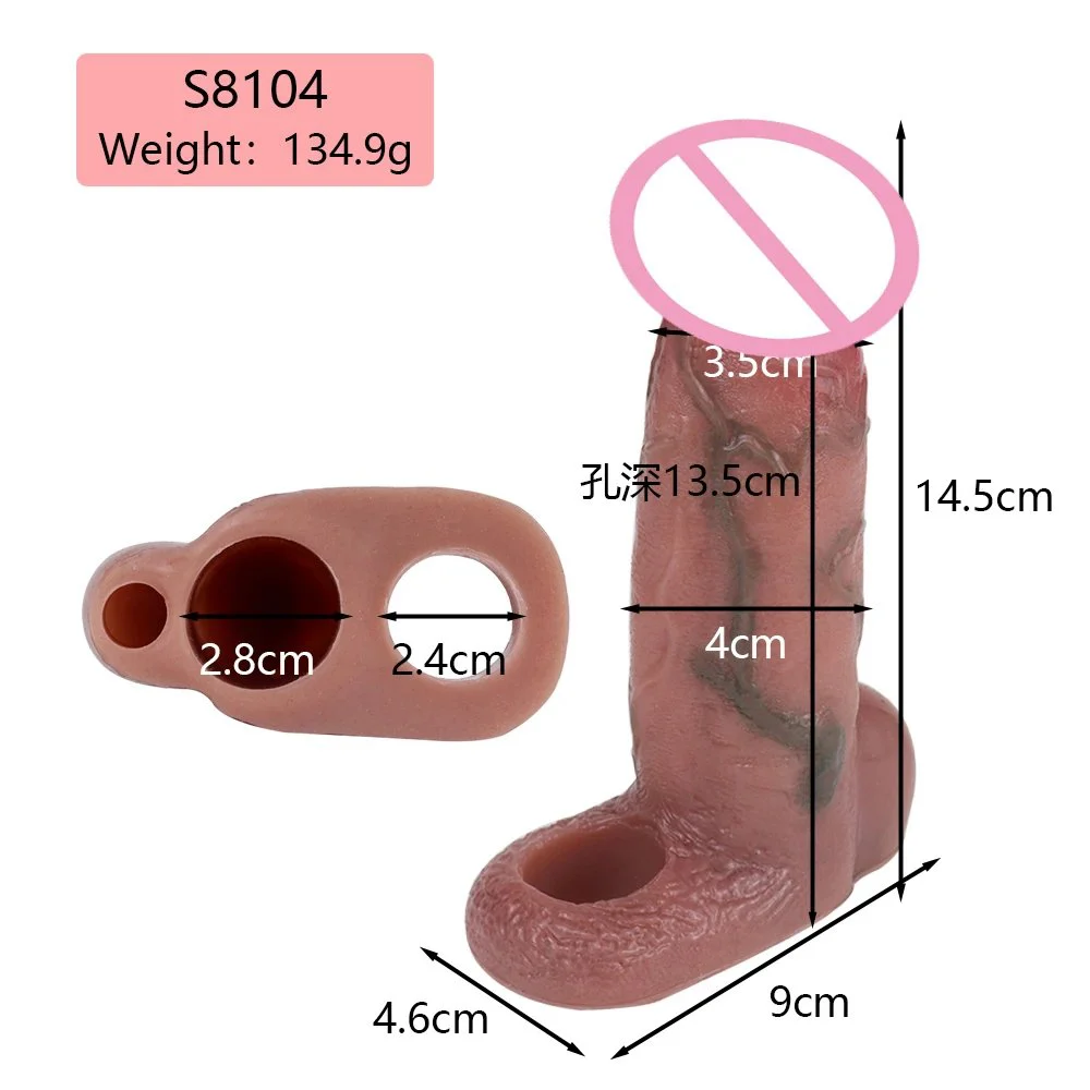 Liquid Silicone Realistic Penis Sleeve Extender Condoms Delay Ejaculation Stimulate Female Orgasm Sex Toy for Men