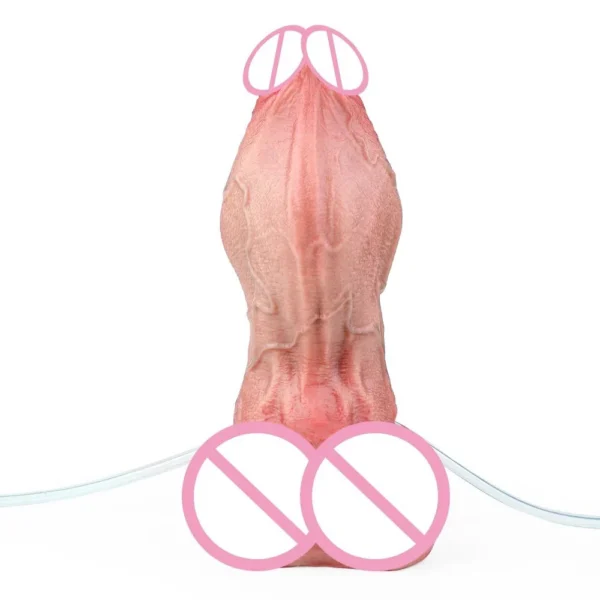 Thick Woman Soft Realistic Inflatable Squirting Masturbator Dildo Anal Dilator Squirting Cock Sex Toy for Adult Couple Pleasure