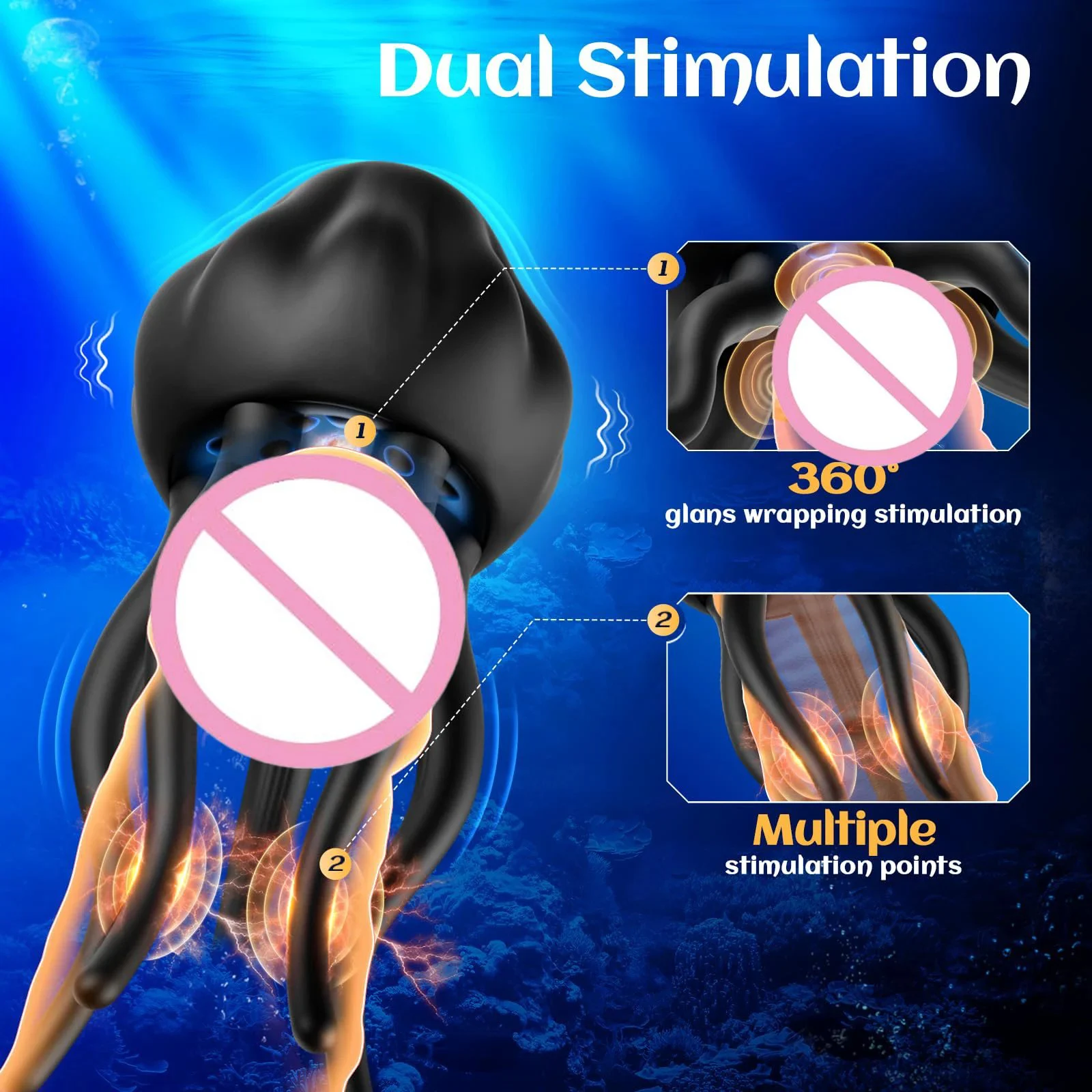 Male Penis Vibrator with 10 Vibrating Modes Wrapping Tentacle Design for Male Masturbation & Couples Use