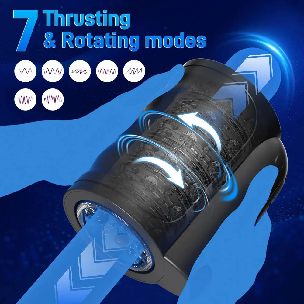 Handheld 7 Modes Penis Training Device Automatic Rotation Thrusting Piston Masturbation Cup Male Sex Toys