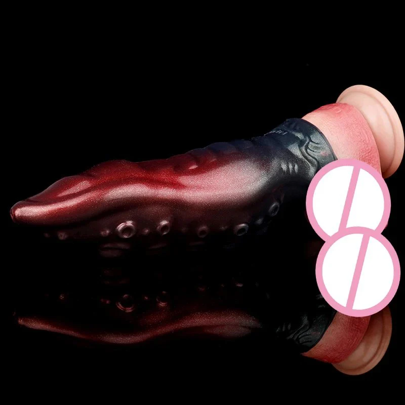 Liquid Silicone Adult Penis Sleeve Fish Tentacle Flower Pattern Fantasy Class Dildo Sleeve Realistic Experience Feeling Sex Toys