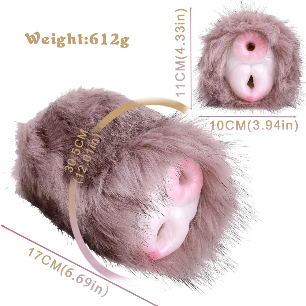 Furry Animal Fantasy Soft Silicone Masturbator in Fur Realistic Vaginal Pocket Pussy All-pass Access Sex Toys Toys