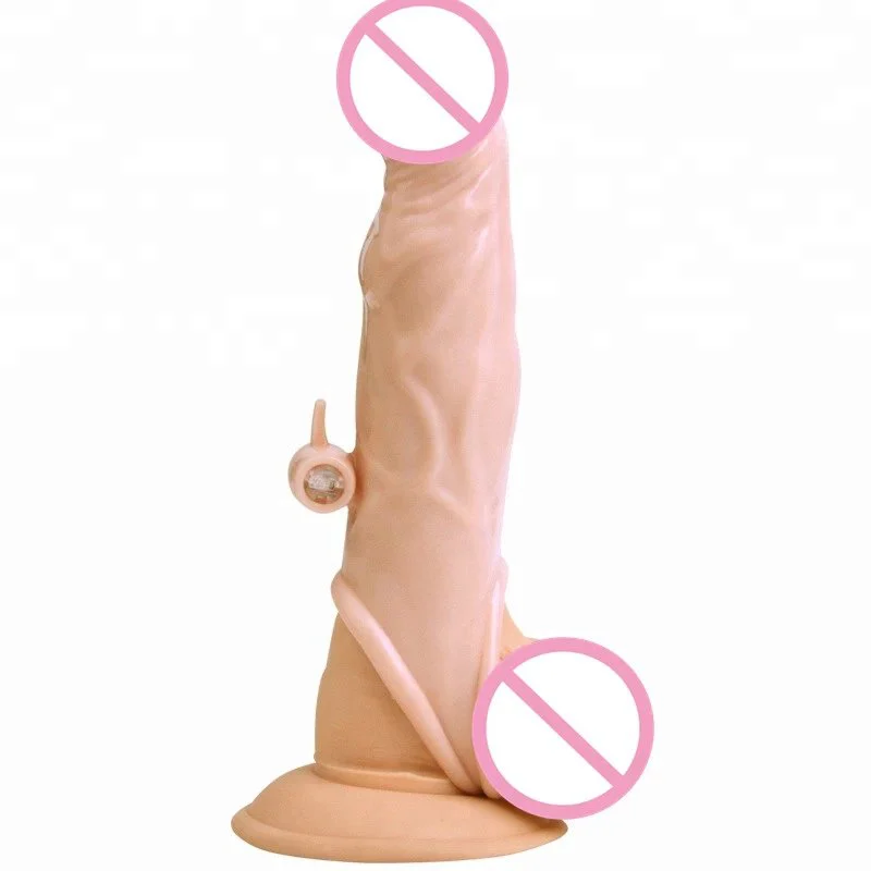 Triple Ejaculation Delayed Vibrating Penis Sleeve Male Penile Sheath