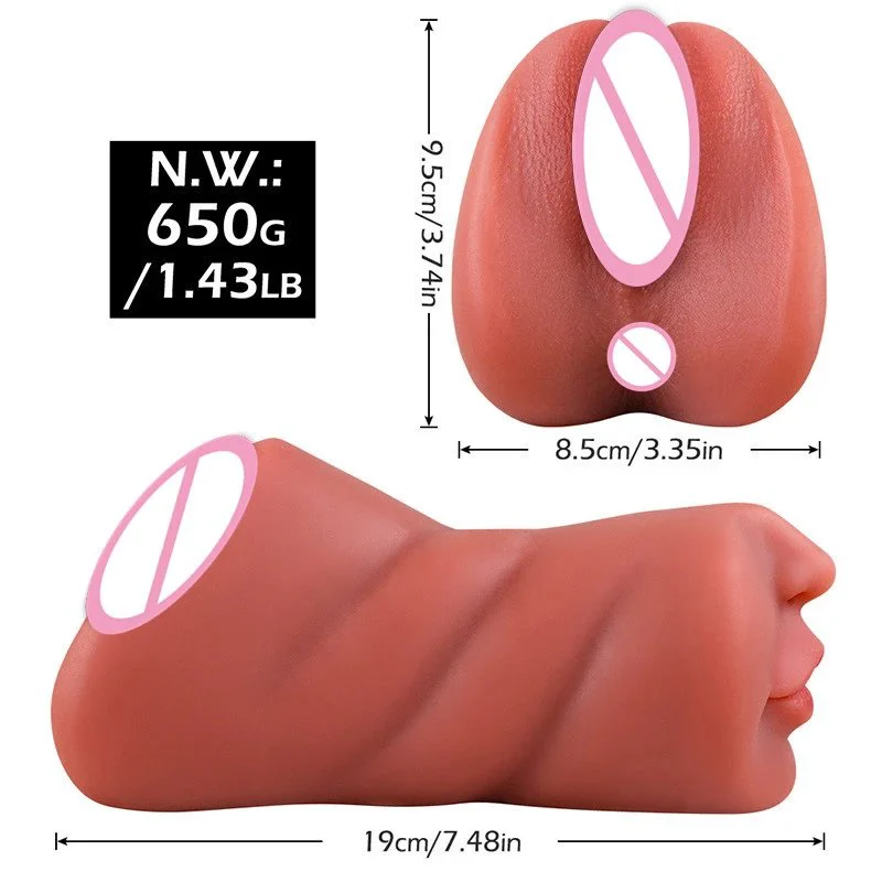 Sex Toys Soft Masturbation Cup Realistic Vaginal Tongue Anus 3 in 1 Pocket Pussies for Men