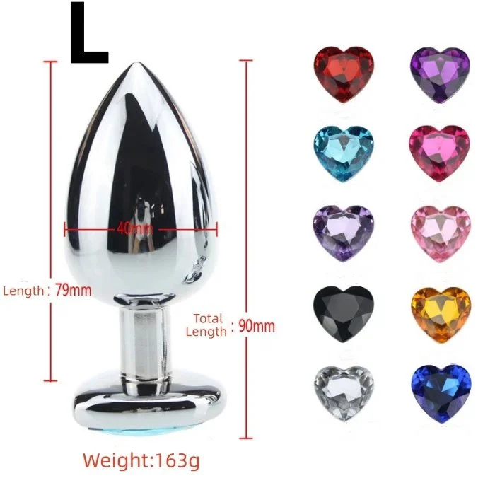 Unisex Adult Products L Size Multi-Color Crystal Glass Jewelry Metal Anal Butt Plug Diamond Shaped Dildo for Couples Sex Toys