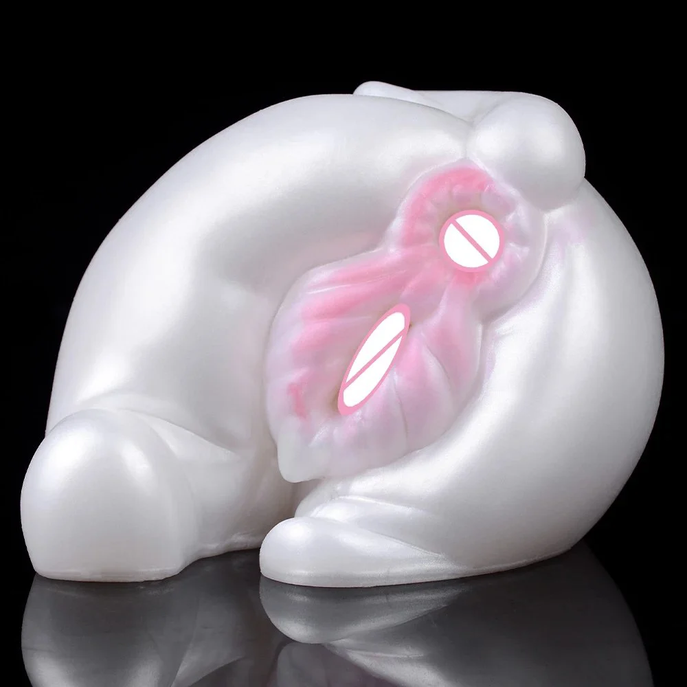 Male Masturbation Cup White pink Shape Silicone Masturbator Soft Emulational Vaginal Bulge Portable Manual Sex Toys for Man