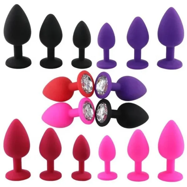 Geisha Sex Toys Silicone Jewelry Anal Plug Set Including Metal and Glass Butt Plug With Options