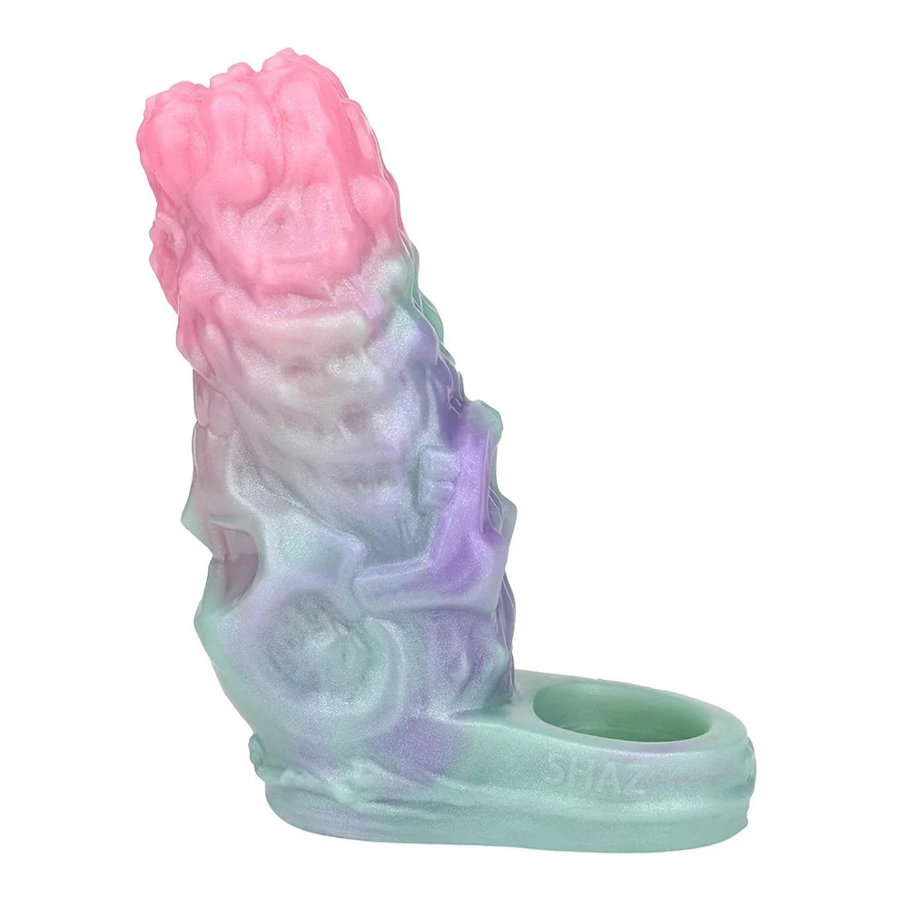 Male Penis Extender Fantasy Monster Dildo Galactic Charm Soft Silicone Open Penis Enlargement Sleeve Sex Toy