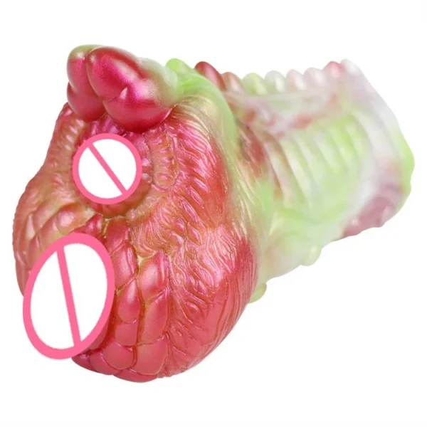 Liquid Silicone Double Channel Vaginal Anal Masturbation Cup Monster Male Masturbator