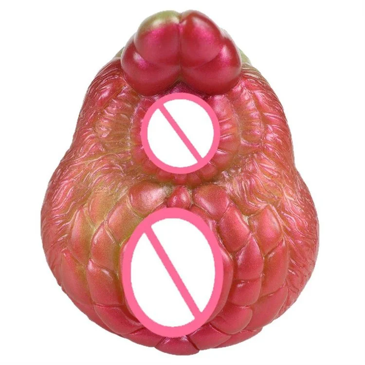 Liquid Silicone Double Channel Vaginal Anal Masturbation Cup Monster Male Masturbator