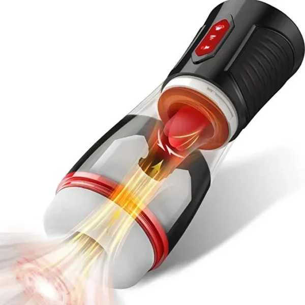 Powerful Deep Throat Vibration Sucking Machine Automatic Tongue Licking Electric Male Masturbator Cup for Men