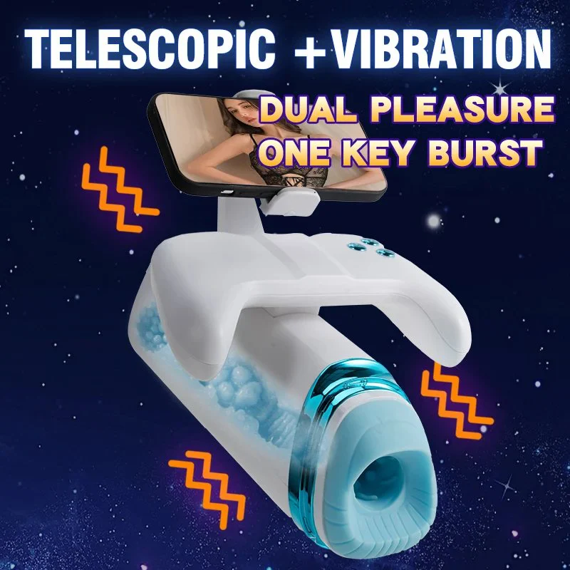 Male Handle Aircraft Cup Masturbator Watch Video Sucking Vibration Telescopic Trainer Masturbation Cup Sex Toy