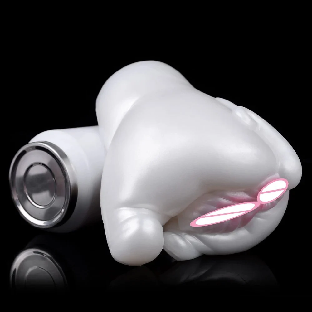 Male Masturbation Cup White pink Shape Silicone Masturbator Soft Emulational Vaginal Bulge Portable Manual Sex Toys for Man