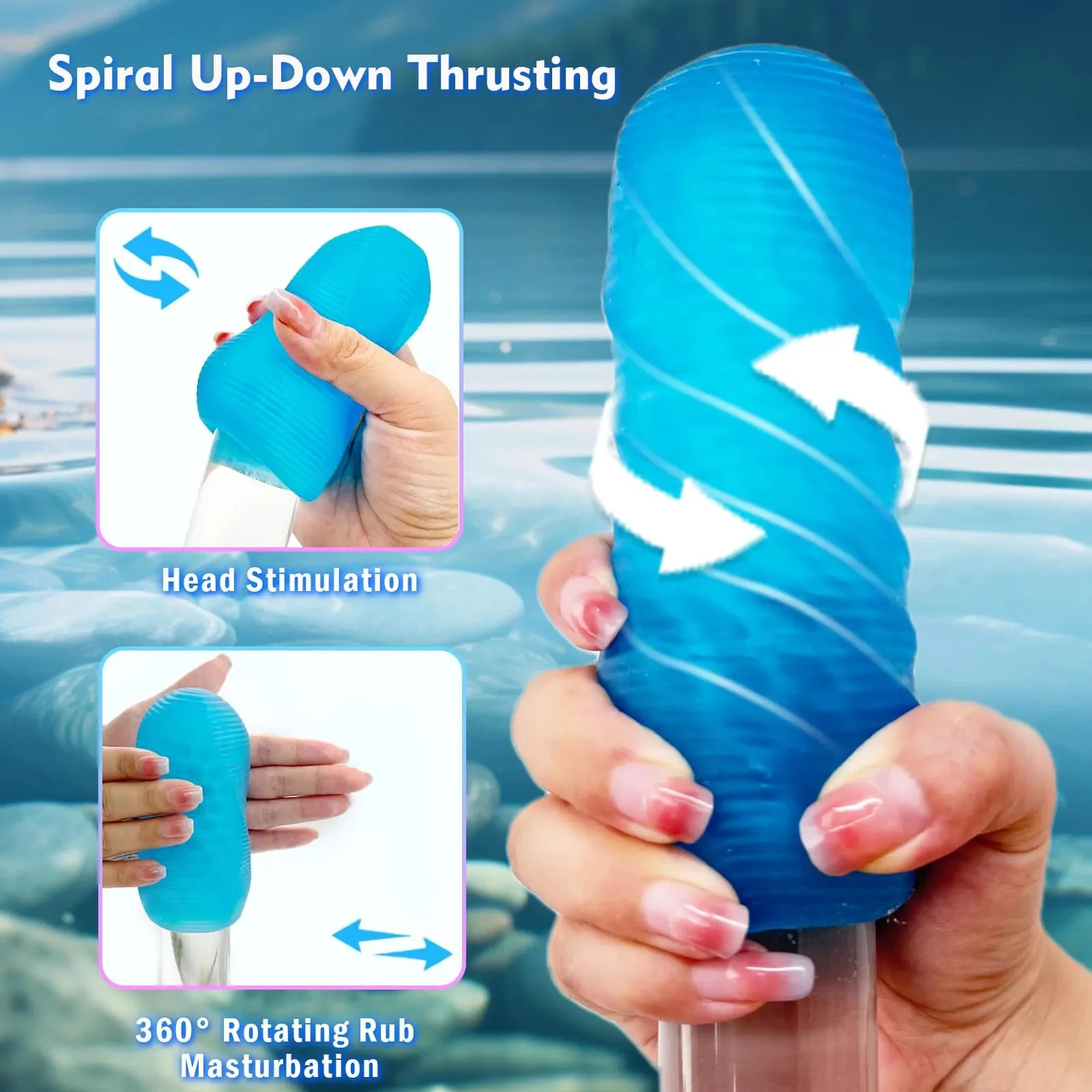 Male Masturbator Adult Sex Toy-Waterproof Ultra-Soft Stretchy for Penis Stroker Spinning Textured Design Pocket Storage
