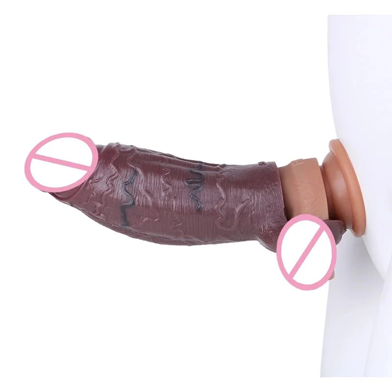 Male Penis Extender Made From Medical-grade Silicone Easy-to-wear Dark Brown Penis Sleeve Intense Sensation Experience