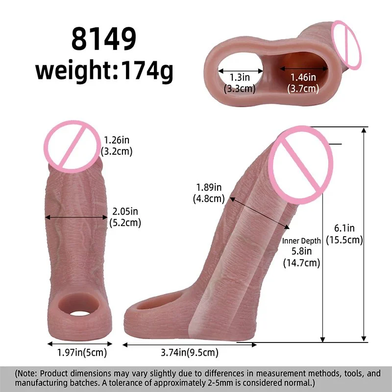 Male Penis Sleeve Silicone Penis Extender Reusable Realistic Penis Enlarger Delay Ejaculation Sex Toys