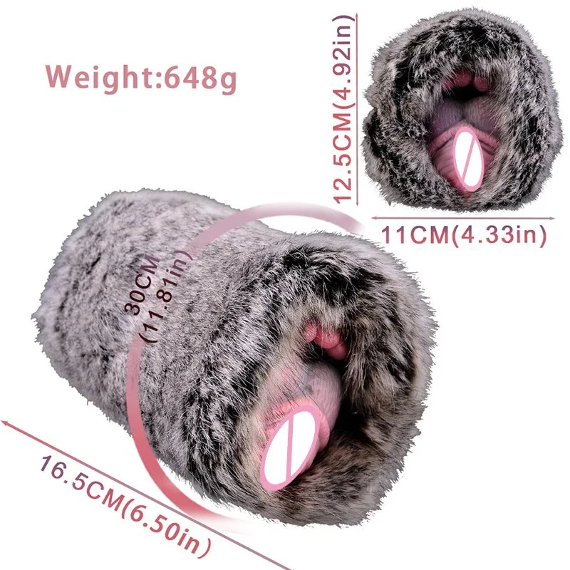 Fantasy Silicone Masturbator With Fur Dual Hole Adult Sex Toys for Men Realistic Vagina Pocket Pussy All-pass Channel
