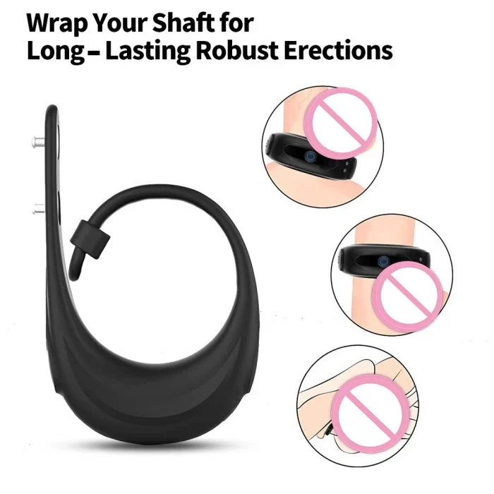 Men's Adjustable 10 Speeds Vibrating Cock Ring Delay Ejaculation Silicone Penis Ring