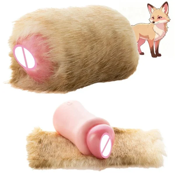 Furry Fox Fantasy Silicone Male Masturbator Single Channel Stroker Cup Soft Grip Penis Massager Adult Toy