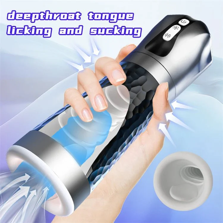Rechargeable 3D Deep Throat Oral Sex Toys for Men Automatic Sucking Tongue Licking Masturbation Cup