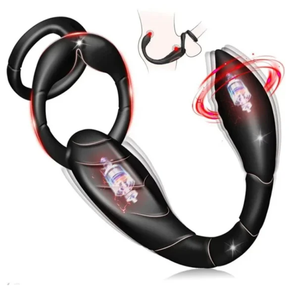 Men Vibrating Delay Ejaculation Cock Ring Anal Plug Sex Toys for Couples