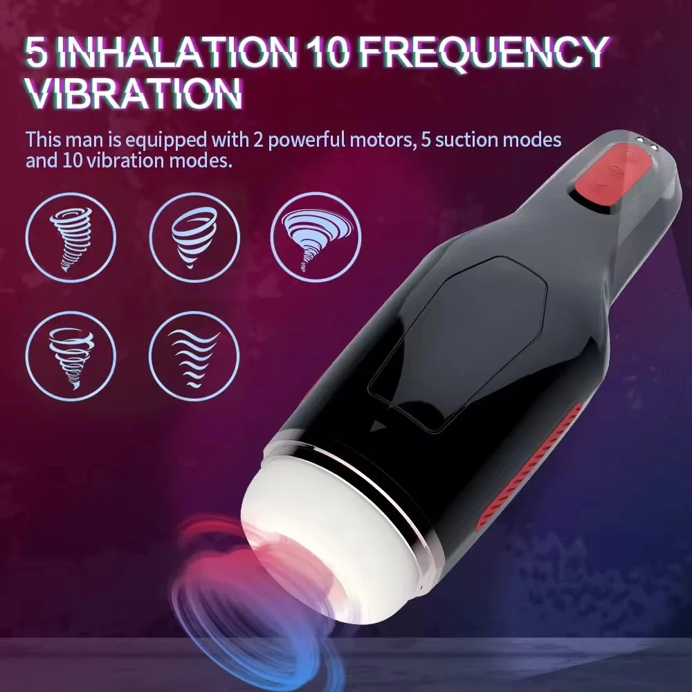 One-Click Burst Adult Sex Toys for Men 10-Freq Vibrating and 5-Freq Clamping Charging Masturbator