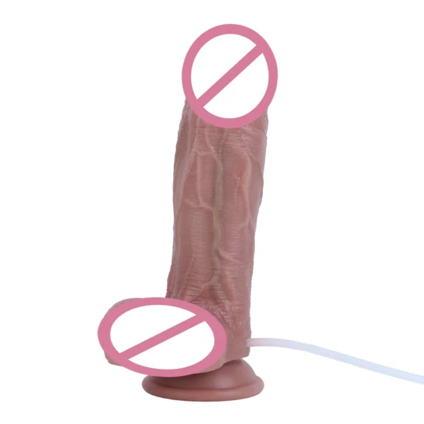 Water-Jet Suction Cup Dildo Suitable for 18+ Adult Toys Made with Medical-grade Silicone Double-layer Construction