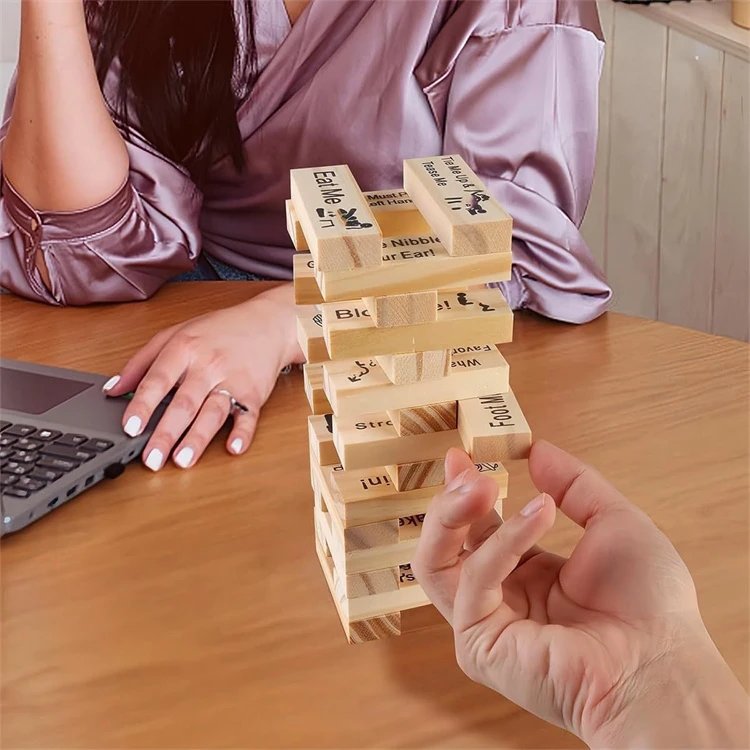48PCS Adult Sex Toys Night Play Couple Stacking Tower Games Sex Love Wooden Black Game