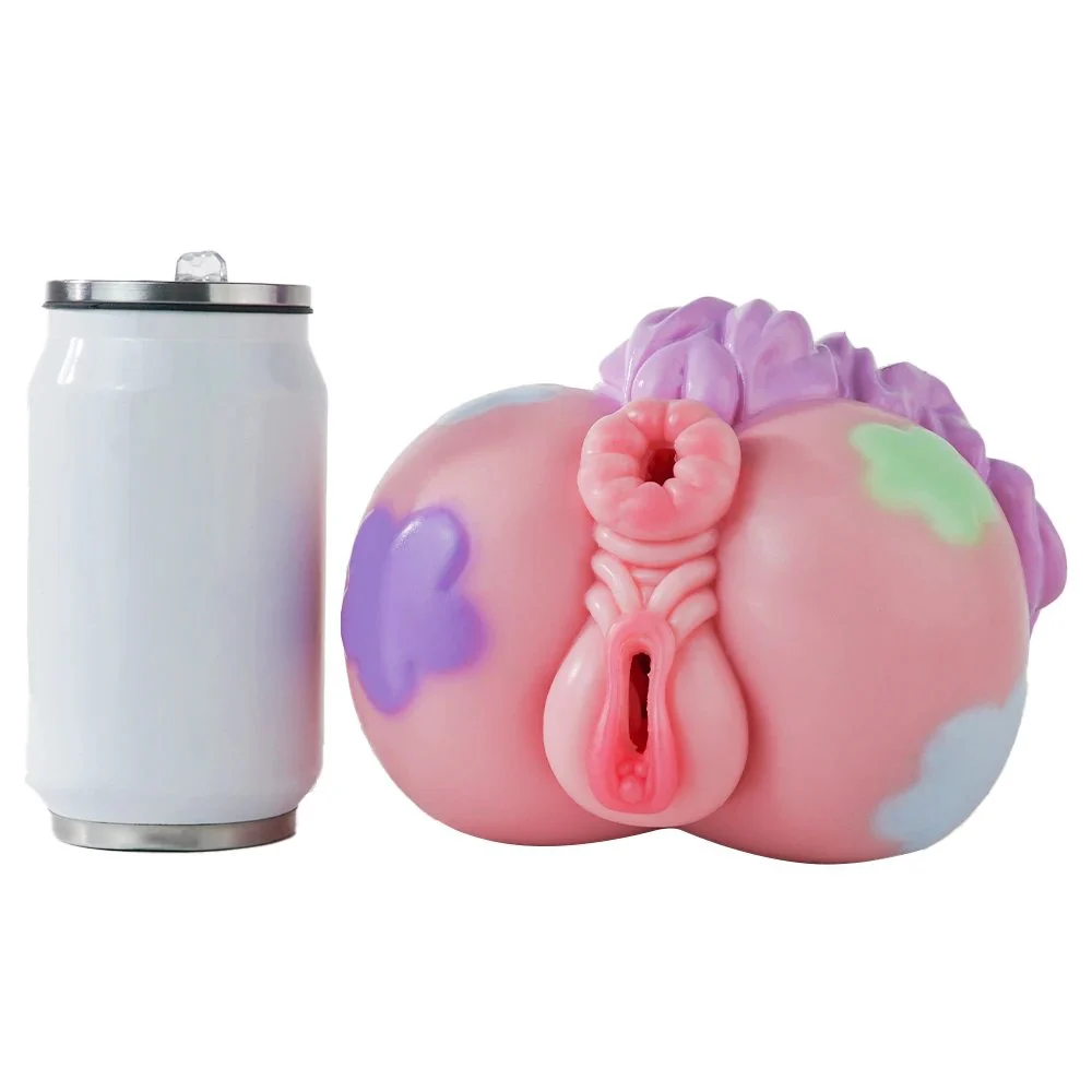 Pink Fantasy Pony Style Male Masturbator Realistic Dual Channel Vagina Adult Sex Toys for Men Soft Silicone Manual Stroker