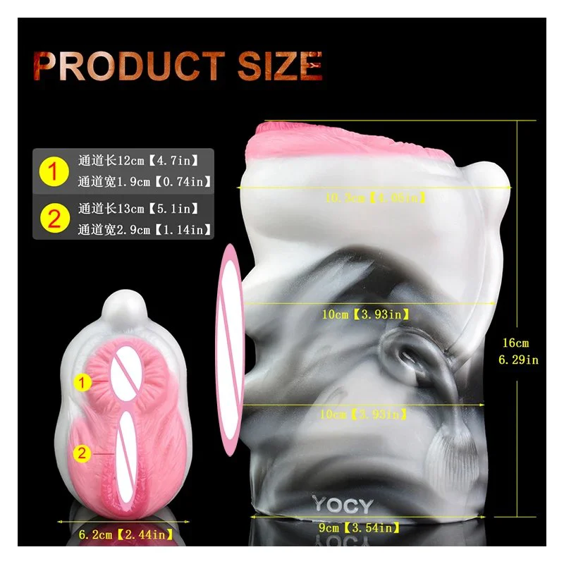 Realistic Animal Male Masturbator Fetish Sex Toy for Adult Dual Channel Silicone Fantasy Stroker Cow Vaginal Masturbator
