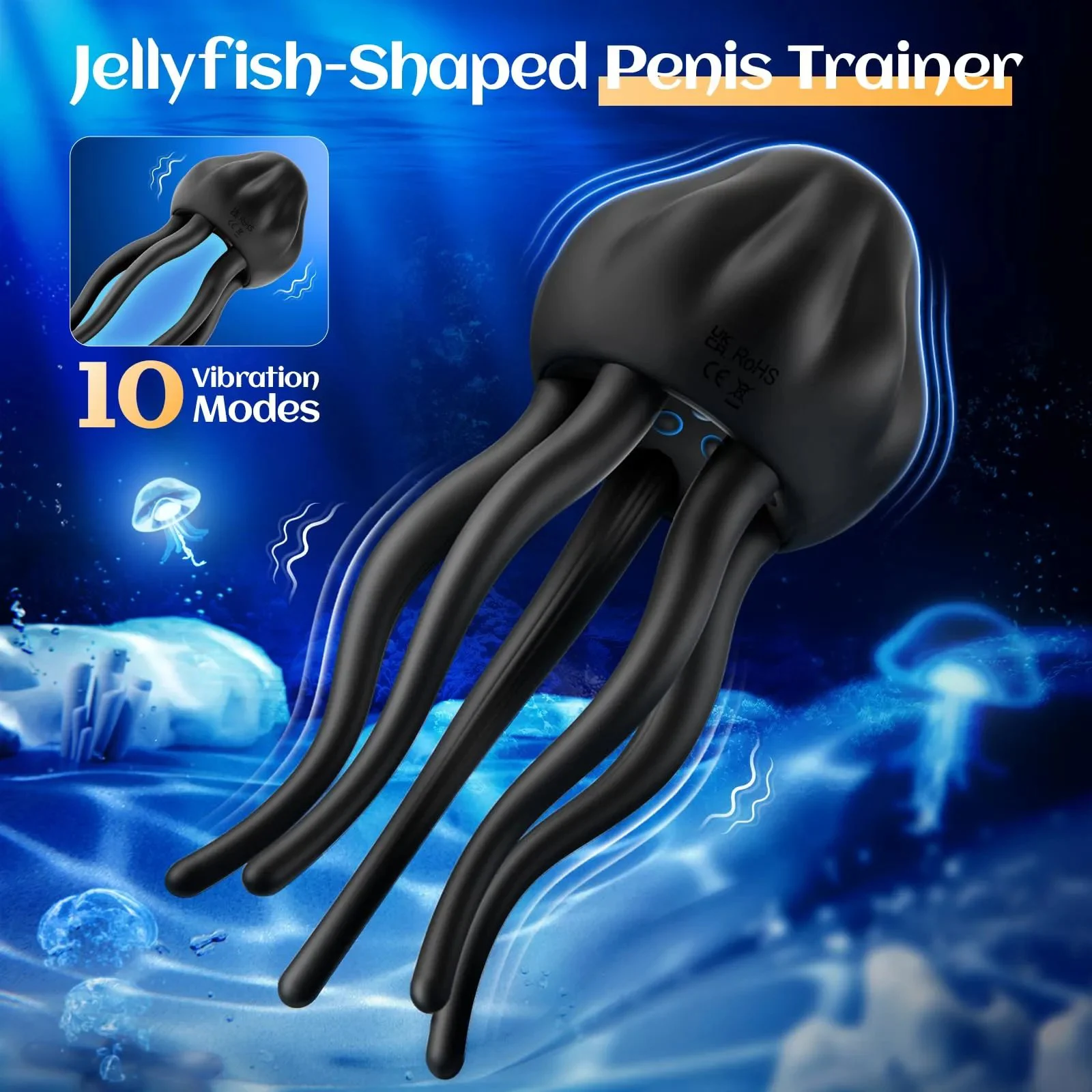 Male Penis Vibrator with 10 Vibrating Modes Wrapping Tentacle Design for Male Masturbation & Couples Use