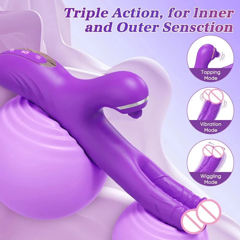 Female Finger Vibrators Clitoral Nipple Stimulation G Spot 3 in 1 Dual Dildo Rabbit Vibrator Sex Toys Women