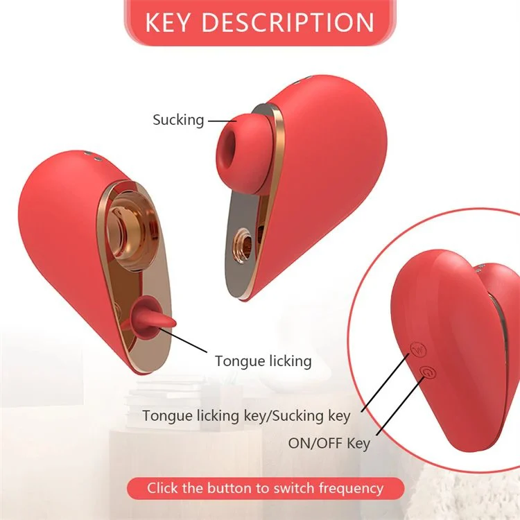 Double Function Clitoral Nipple Stimulator Tongue Licking Sucking Love Egg Heart Shape Vibrator for Women