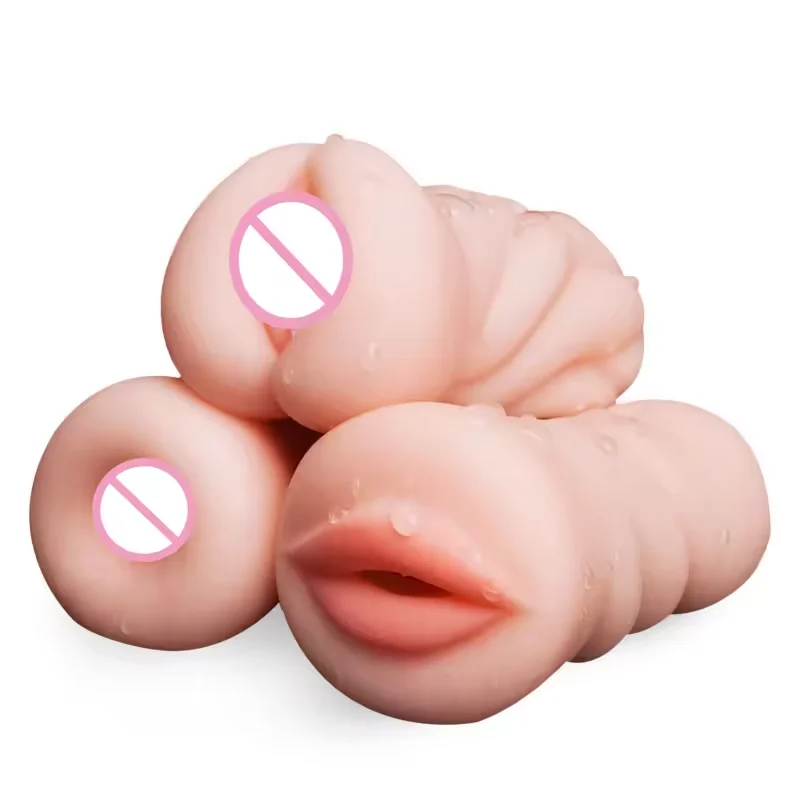 Men's TPE Sex Toys 3-Shaped Male Masturbation with Vaginal Anal Mouth Functions Aircraft Cup Design