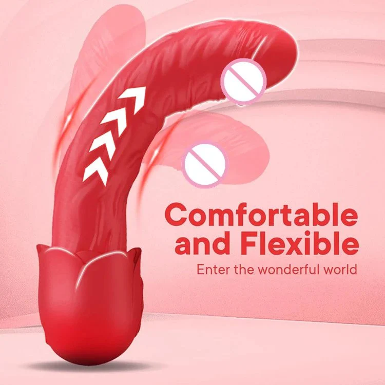 Female Masturbation 10 Vibration Modes Realistic Heating Rose Vibrator Dildo Sex Toys for Women
