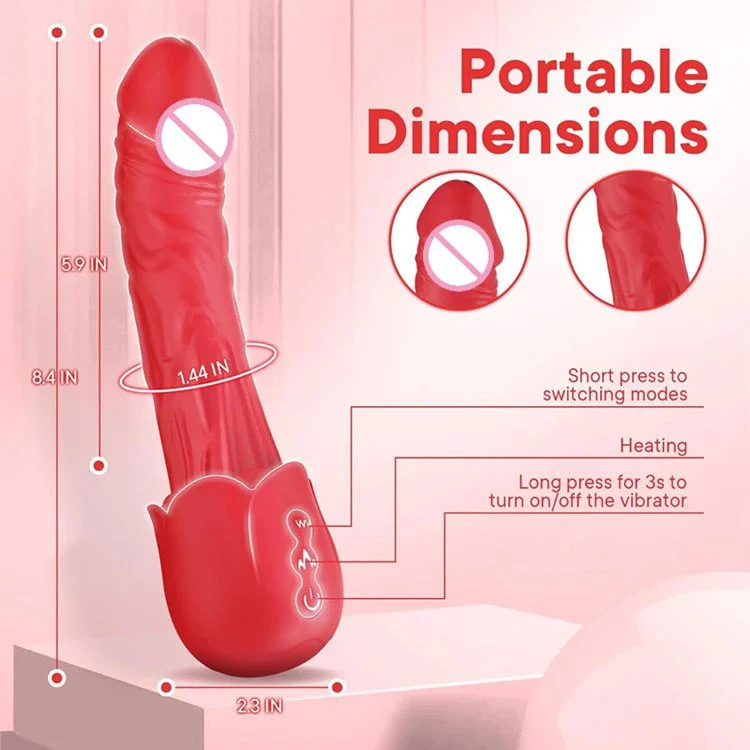 Female Masturbation 10 Vibration Modes Realistic Heating Rose Vibrator Dildo Sex Toys for Women