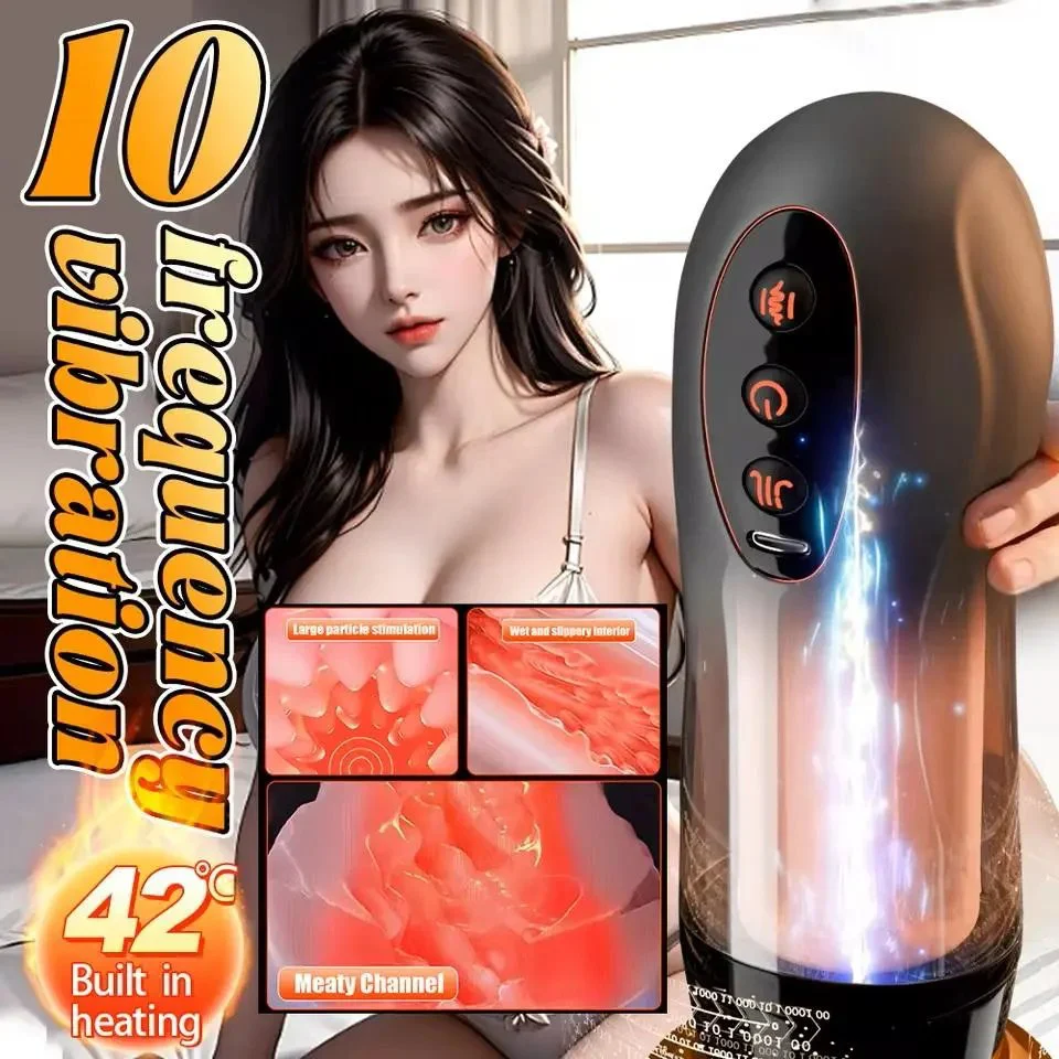 Quiet Motor Heating & Suction Automatic Masturbation Cup with 10 Vibration Modes