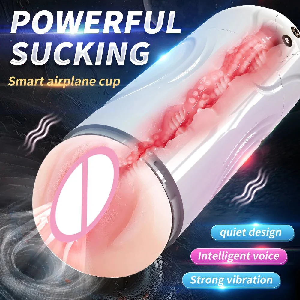 Realistic Pocket Pussy Automatic Voice Heat Sucking Male Masturbator Sex Toys for Men With Textured Channels