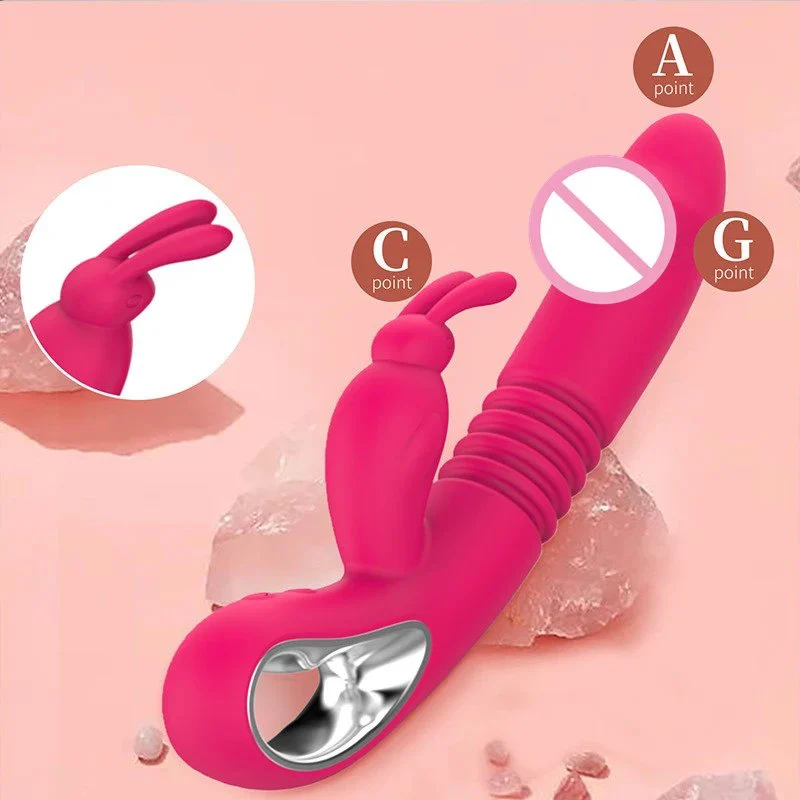 Female Sex Toy Heating Telescopic USB Charger Heating G Spot Clitoral Stimulator Rabbit Vibrator Thrusting
