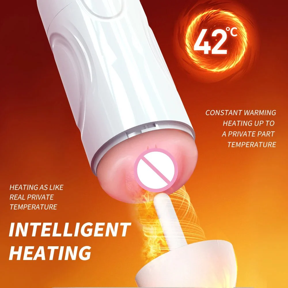 Realistic Pocket Pussy Automatic Voice Heat Sucking Male Masturbator Sex Toys for Men With Textured Channels