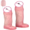 Realistic Hollow Dildo Open-ended Penis Sleeve Ring Size S M Silicone Dildo Sheath Ring Cock Enlargement Sex Toys for Men