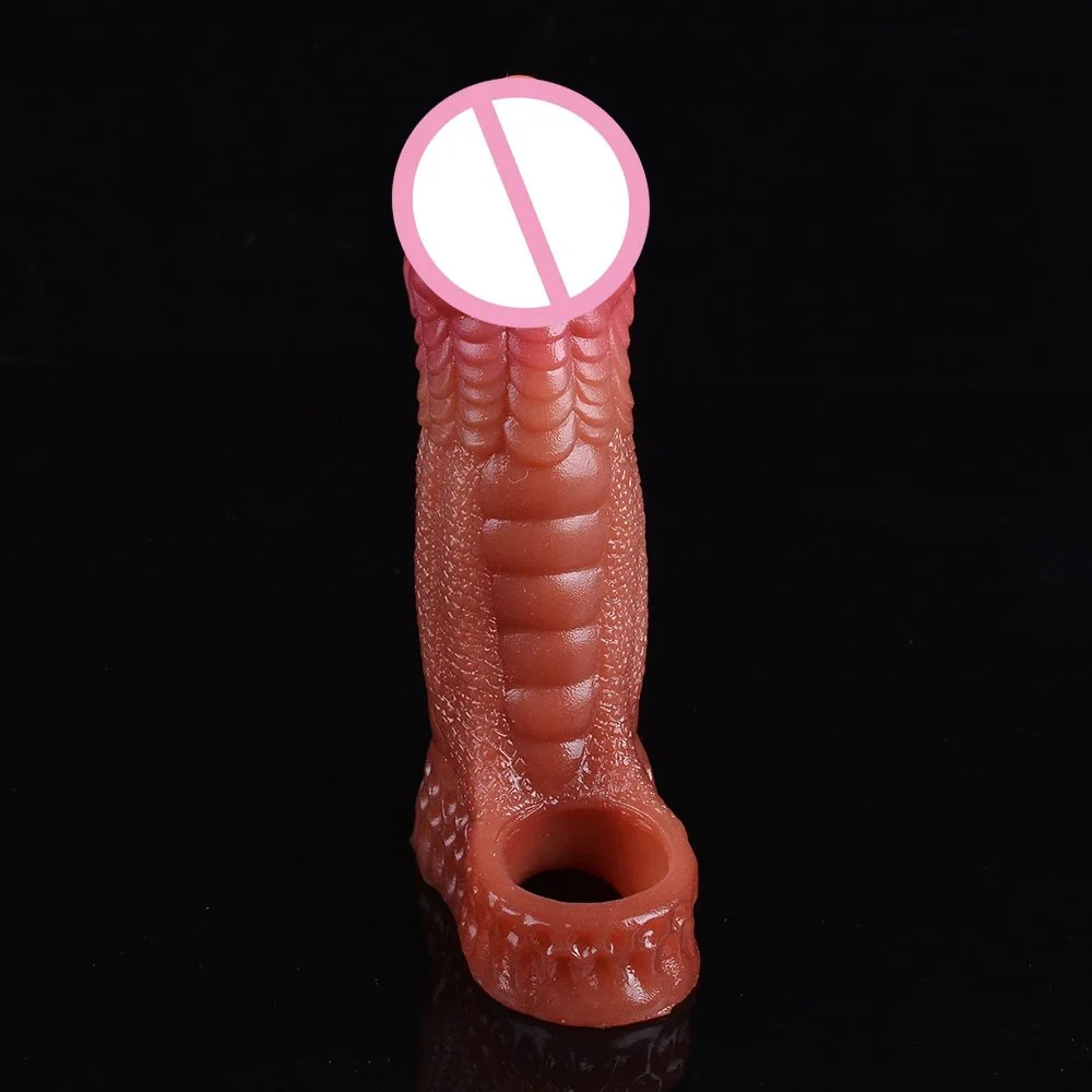 Realistic Penis Extension Cock Sleeve Reusable Penis Enlarger, Delay Condom, Dildo Enhancer for Men & Couples