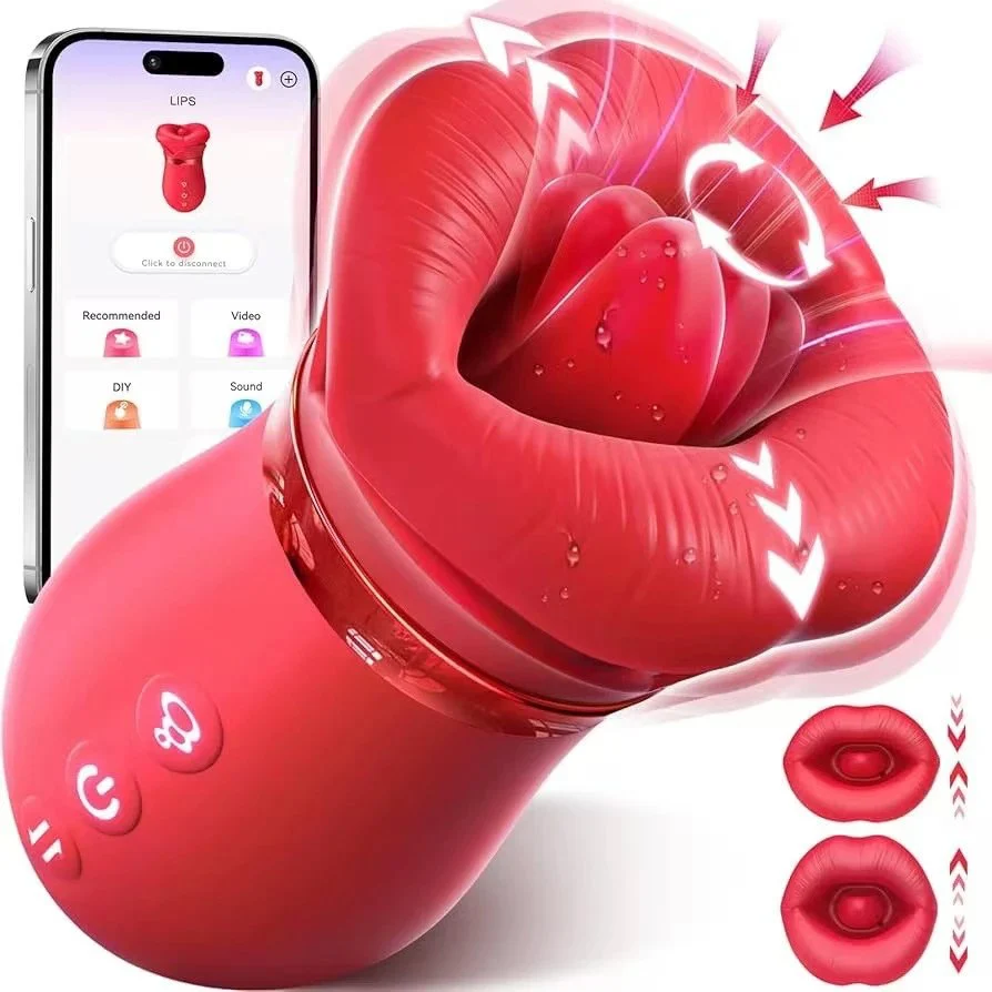 360-degree Rotation Licking Tongue Clitoral Sucking Mouth Vibrator Female Couple Sex Toys