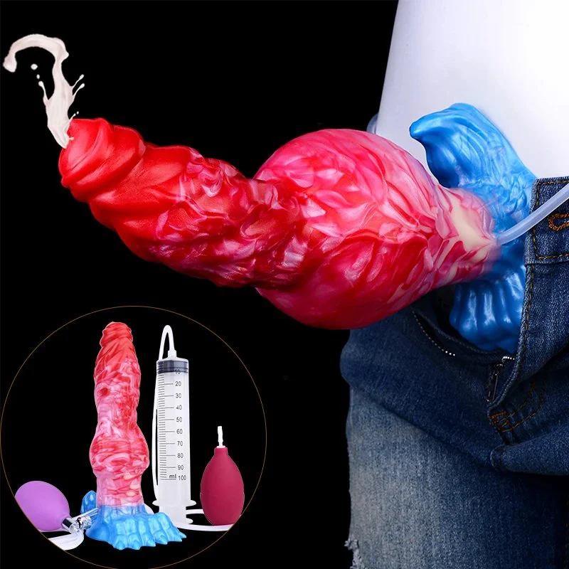 Wolf Anal Dildo Inflatable Squirting Dildo with Adjustable Girth Anal Sex Toys G-spot Stimulator Prostate Massager Sex Toy