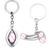 Adult Products Metal Vaginal Speculum Penis Keychain Mini Dildo Keychain for Gift