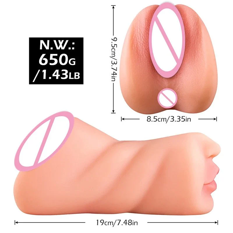 Sex Toys Soft Masturbation Cup Realistic Vaginal Tongue Anus 3 in 1 Pocket Pussies for Men